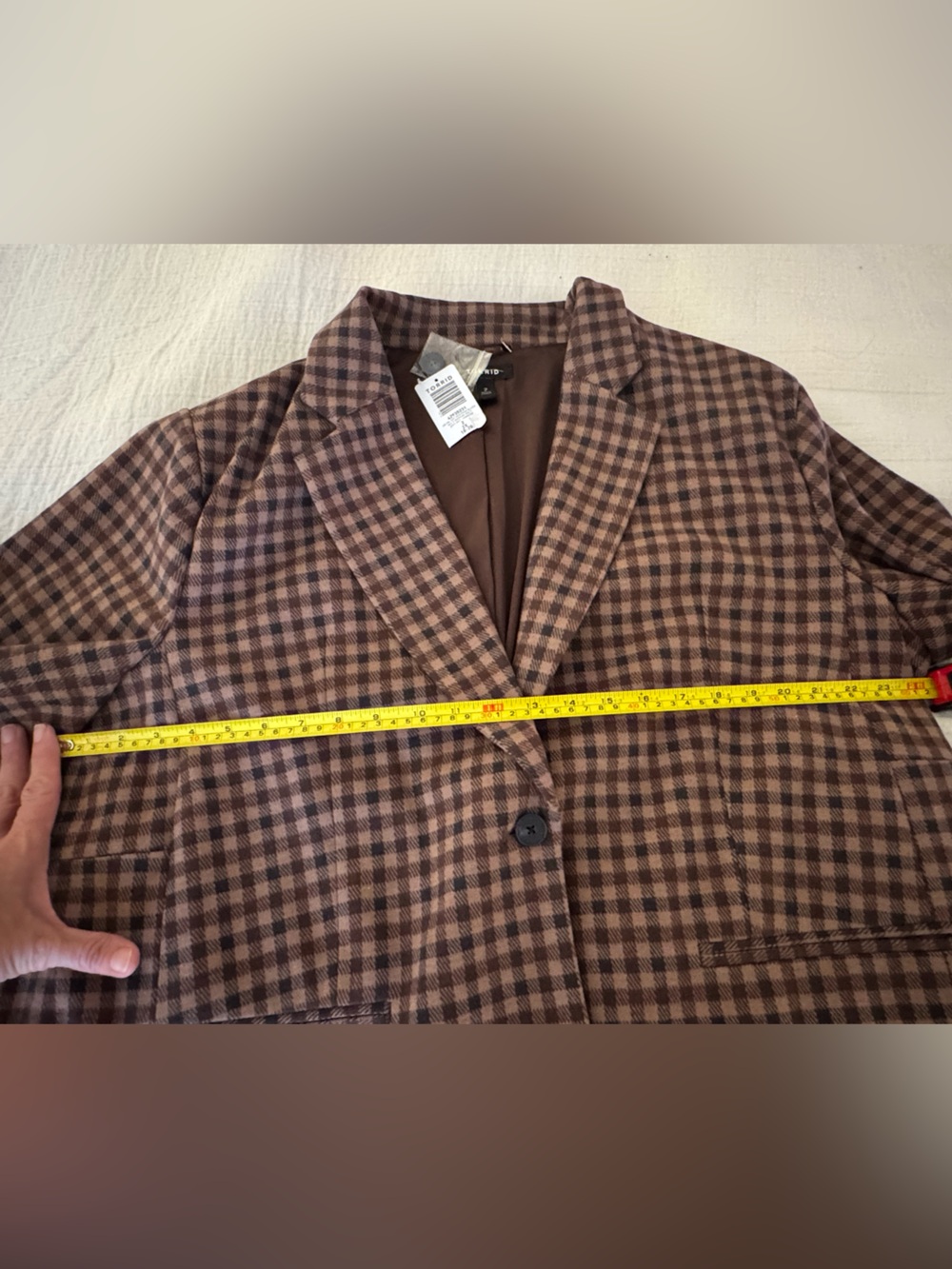 Torrid Brown Gingham Menswear Blazer Size 2 2X NWT Plaid Jacket - Picture 9 of 10